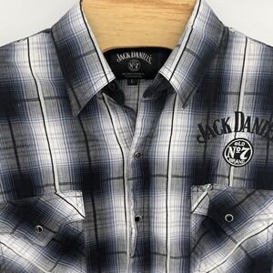 Jack Daniels Old No 7 Brand Plaid Western Snap Button Shirt Mens Size L